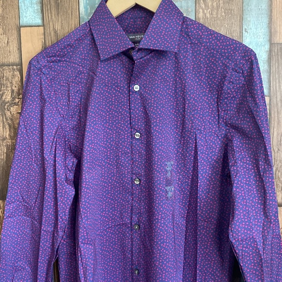 Van Heusen blue Hawaii slim stretch button down top - Picture 2 of 16